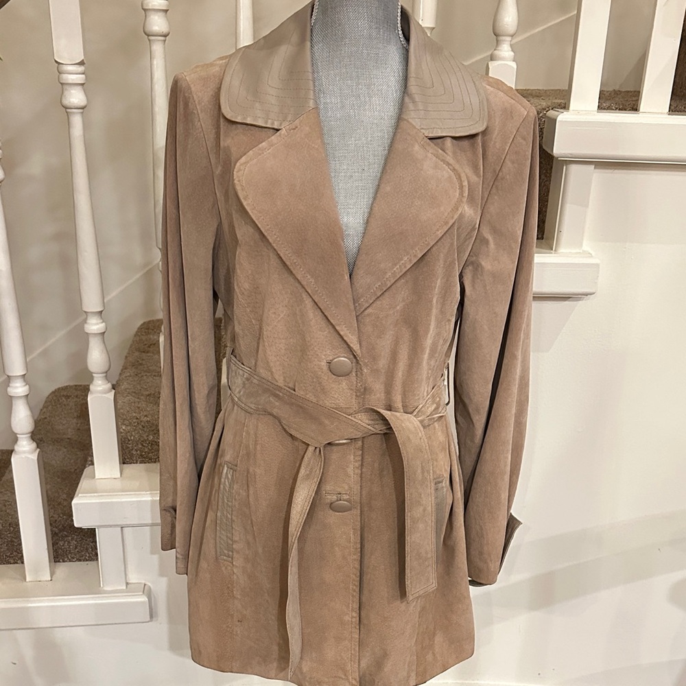 Leather khaki dress jacket